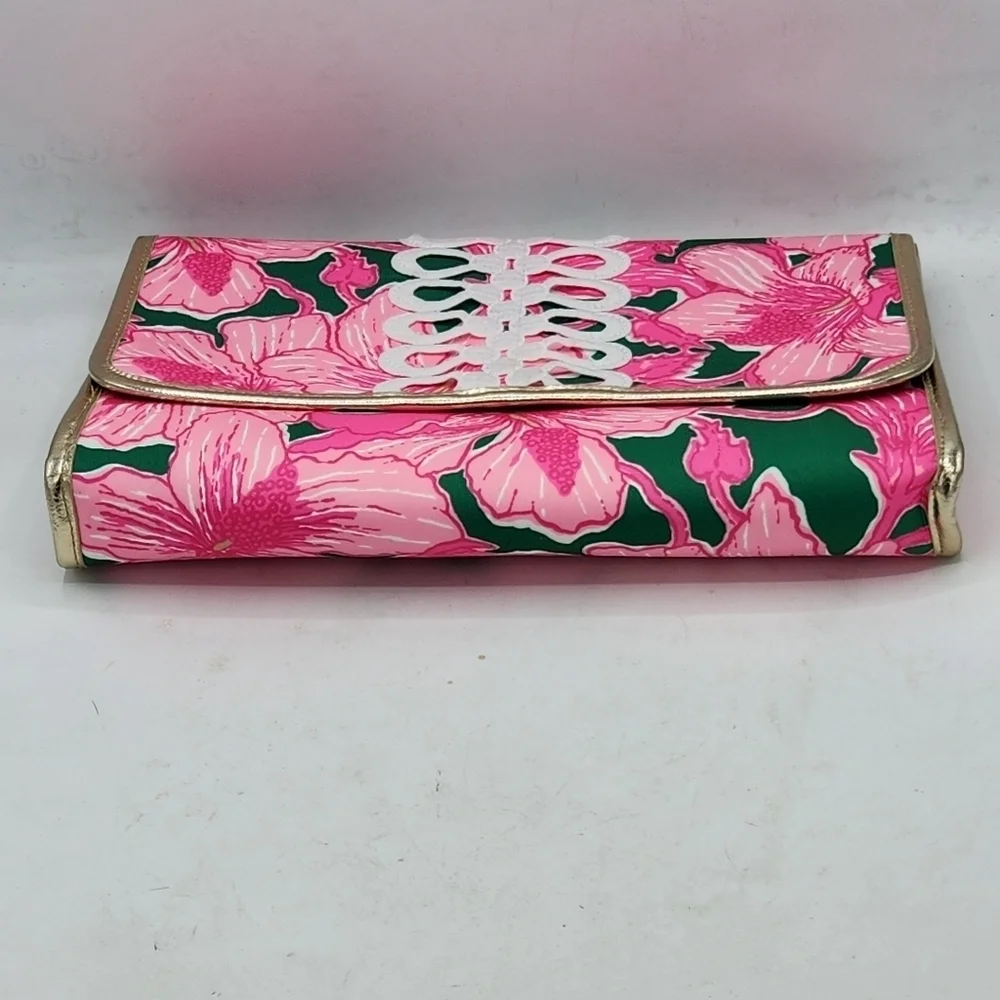 Lilly Pulitzer GWP Envelope Pouch Kelly Green Hibis Kiss